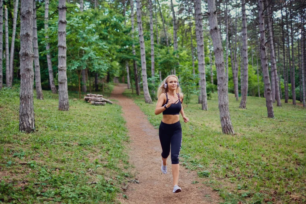 4 Female going for a run in the forest
