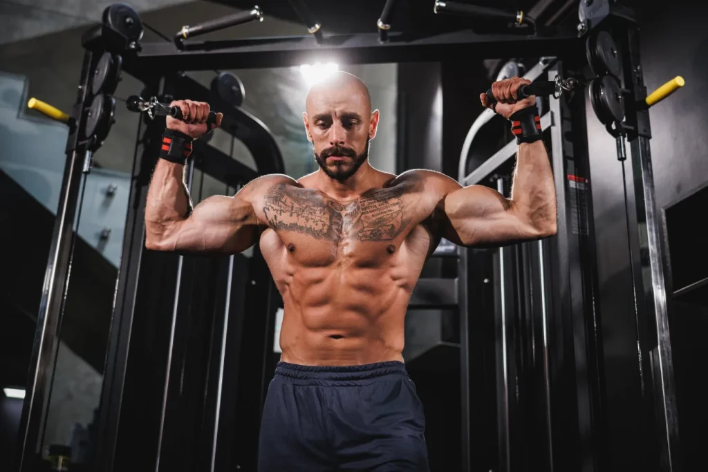 6 Fit Man With Muscles At Gym Working out